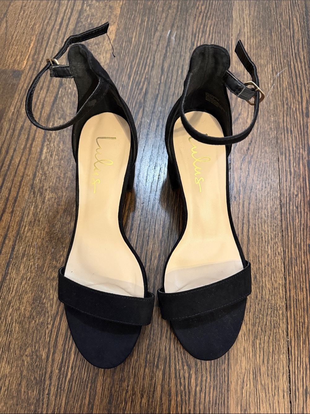 Lulu's Black Suede Ankle-Strap Heels